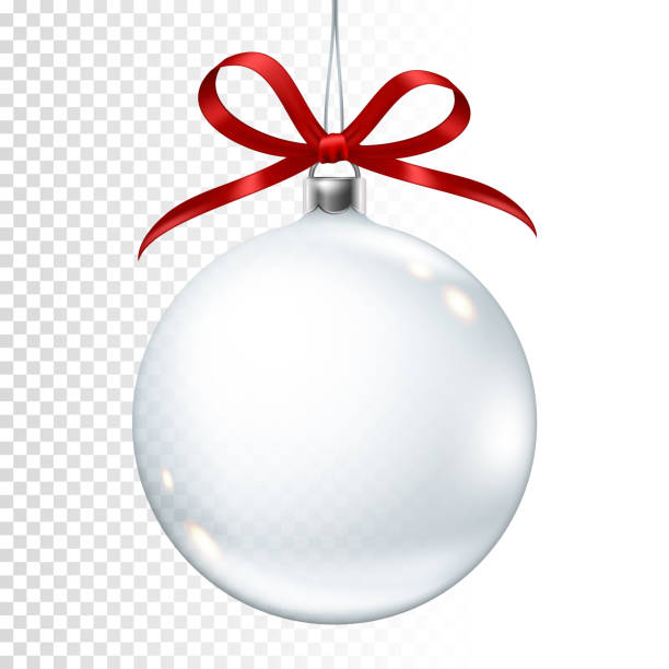 istock Realistic transparent christmas ball with bow, isolated on transparent background. 1194139315