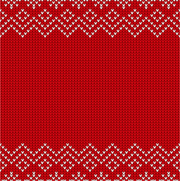 рождественский свитер шаблон - red stitches stock illustrations