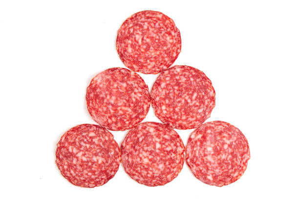 istock sliced smoked salami sausage on a white background 1194143784