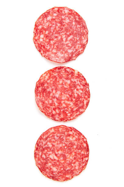 istock sliced smoked salami sausage on a white background 1194143800