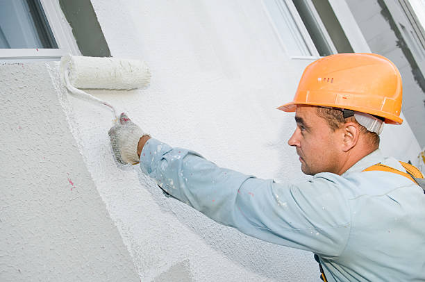 builder facade painter at work  steeplejack stock pictures, royalty-free photos & images