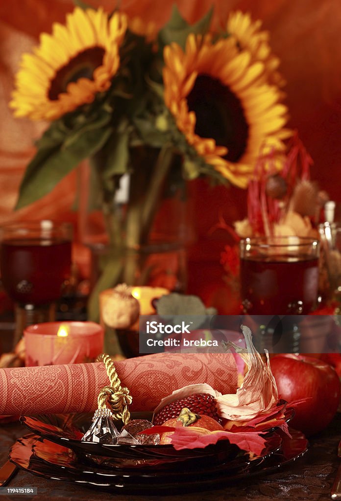 Place setting for Thanksgiving  Autumn Stock Photo