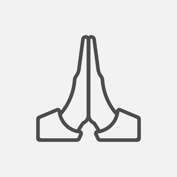 ilustrações, clipart, desenhos animados e ícones de a oração entrega o ícone isolado no fundo branco. ilustração do vetor. - praying