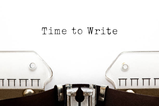 Time To Write Typewriter Concept Text Time to Write typed on vintage typewriter. author stock pictures, royalty-free photos & images