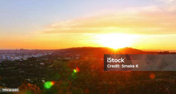 Sunset View From Griffith Observatory In La Stock Photo - Download Image Now - City Of Los Angeles, Wide, California