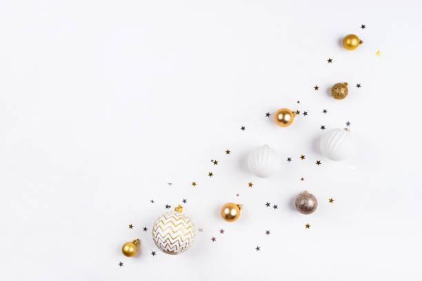 istock Festive white background with Christmas decorations. 1194163202