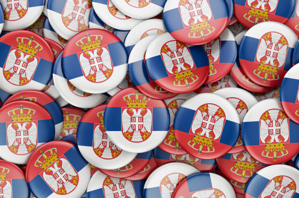 istock Badges with flag of Serbia, 3D rendering 1194164709