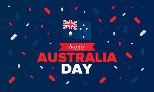 Australia Day. National happy holiday, celebrated annual in January 26. Australian flag. Patriotic elements. Poster, card, banner and background. Vector illustration vector art illustration