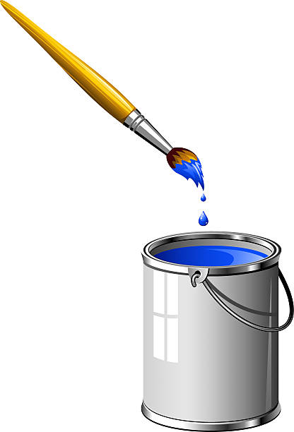 istock Bucket of blue paint and a brush 119416932