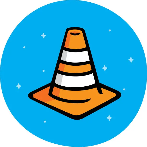 Vector illustration of Traffic Cone Doodle