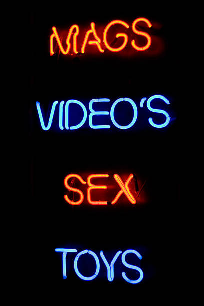 Sex shop neon sign stock photo