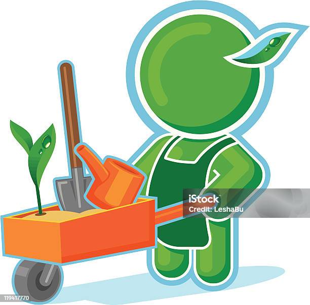 Green Hero Mit Garten Einkaufswagen Stock Vektor Art und mehr Bilder von Arbeiten - Arbeiten, Bewässern, Blatt - Pflanzenbestandteile