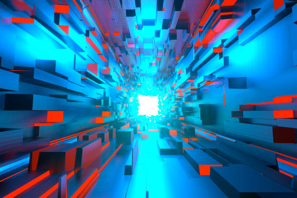 istock Abstract 3d Rendering illustration futuristic interior design Sci-fi concept.  Hallway tunnel science fiction interior infinite corridor perspective. 1194184726