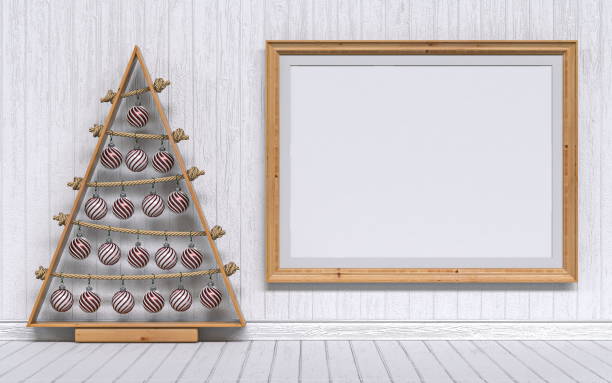 istock Mock up blank wooden picture frame Christmas decoration 3D 1194185232