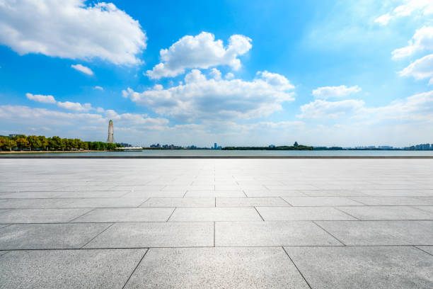 istock Empty floor and Suzhou city skyline on a sunny day. 1194193459