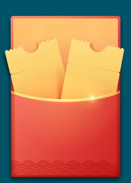 赤い封筒のラッキードローチケット - hong bao点のイラスト素材／クリップアート素材／マンガ素材／アイコン素材
