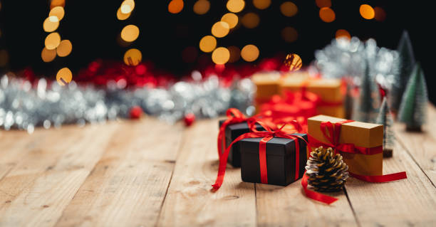 istock Christmas gift- Pine cones and branches  On the wood 1194205214
