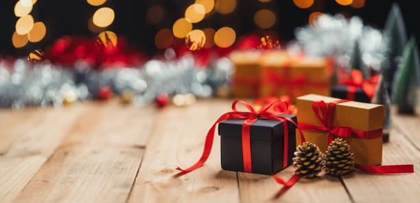 istock Christmas gift- Pine cones and branches  On the wood 1194205243