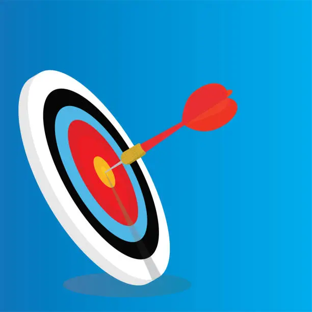 Vector illustration of Circular target marked and dart board