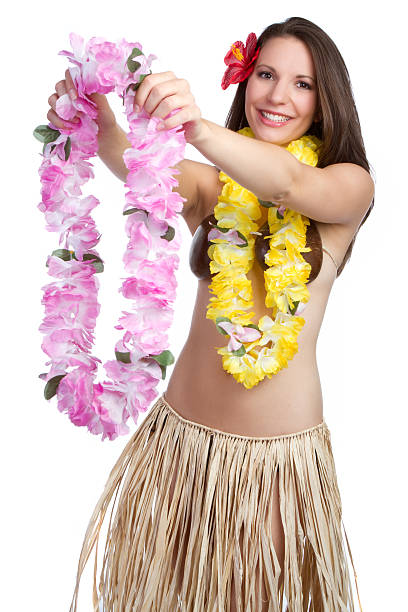 Niña sonriente bailando Hula - foto de stock