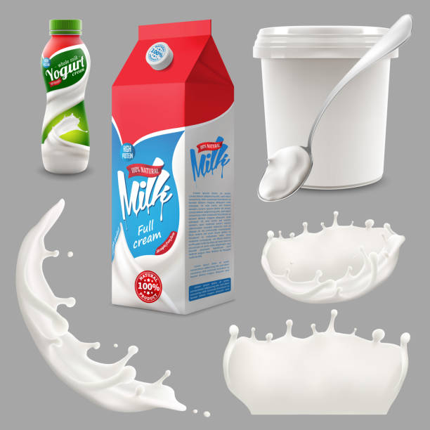 istock whole milk yogurt and cream big splash set, pouring and splashing 3d vector realistic illustration, diary beverage product design elements, packaging, milk carton, bottle 1194217072