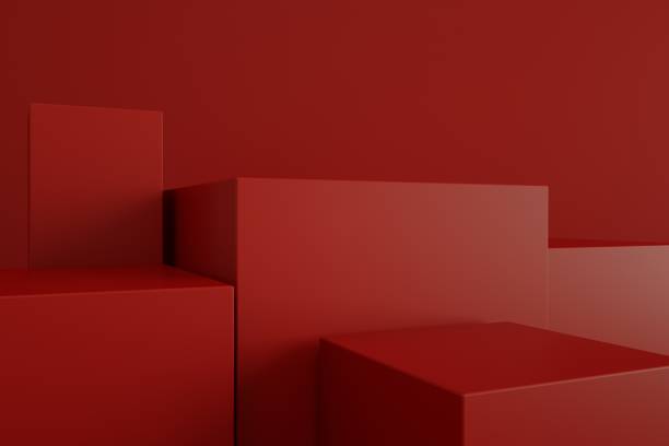 istock 3D rendering of the red geometric background can be used for commercial advertising 1194219829