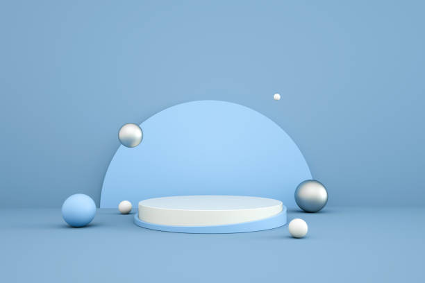 istock 3D rendering color geometric background. Geometric shapes in modern minimal design. Minimalistic mock up for promotion, cosmetic background, product show. 1194220971
