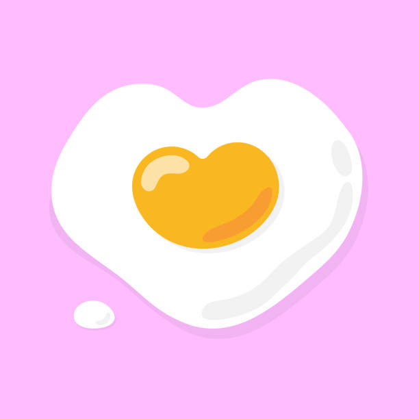 istock Cute fried egg heart shape food cartoon on pastel pink background. Valentines' day card telling love concept, vector illustration. 1194223105
