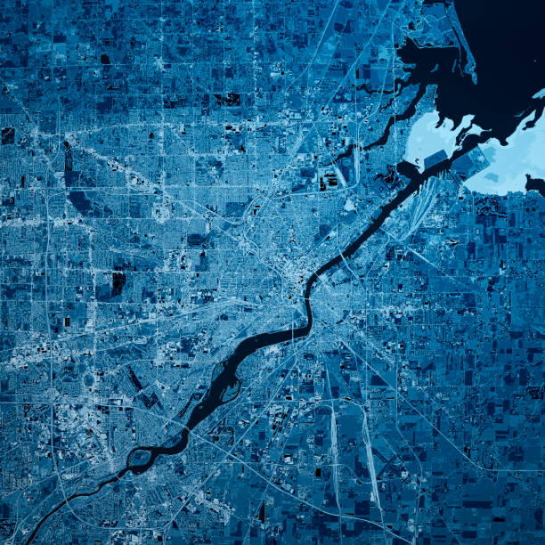 istock Toledo Ohio 3D Render Map Blue Top View Mar 2019 1194226947