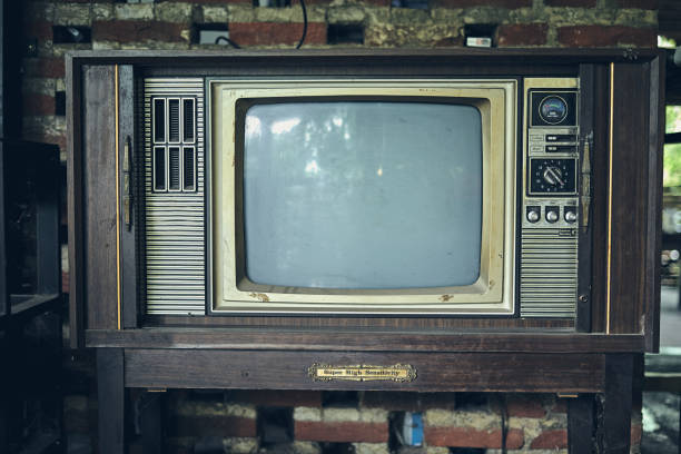 Old antique monochrome television