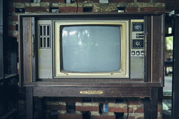 istock Old antique monochrome television 1194228255