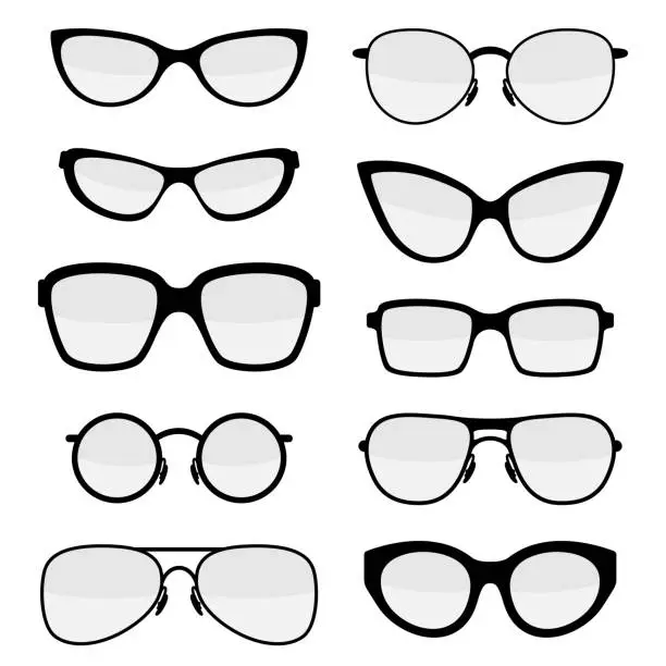 Vector illustration of Set of stylish glasses.