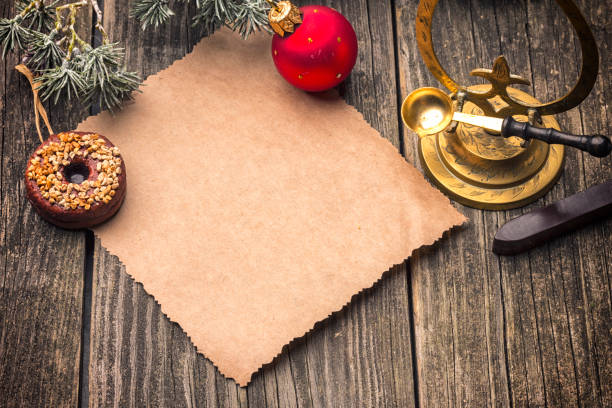 Blank art vintage greeting card with decorations.