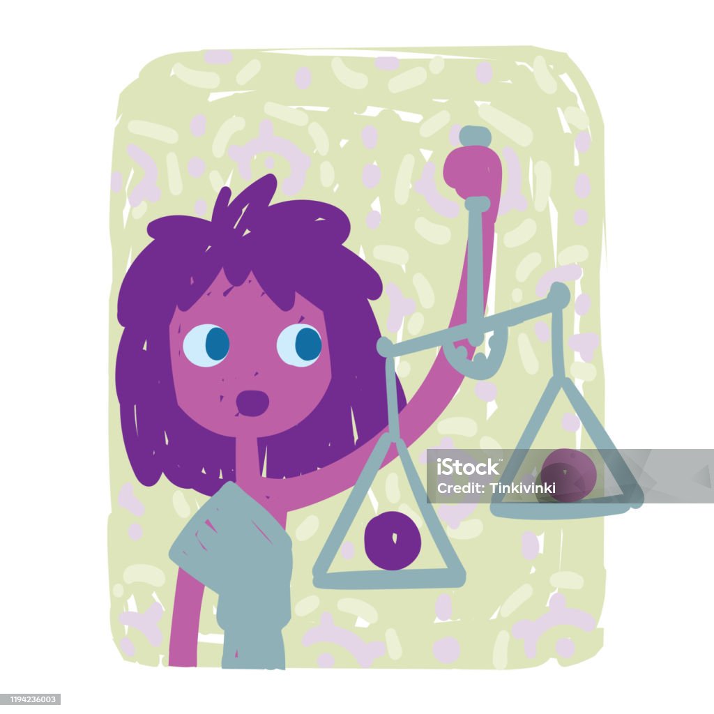 Libra Funny Zodiac Sign Colorful Vector Illustration Of Pinkviolet Girl  With Scales In Handdrawn Sketch Style Isolated On White Background Zodiacal  Character Element For Your Design Prediction Horoscope Stock Illustration -  Download
