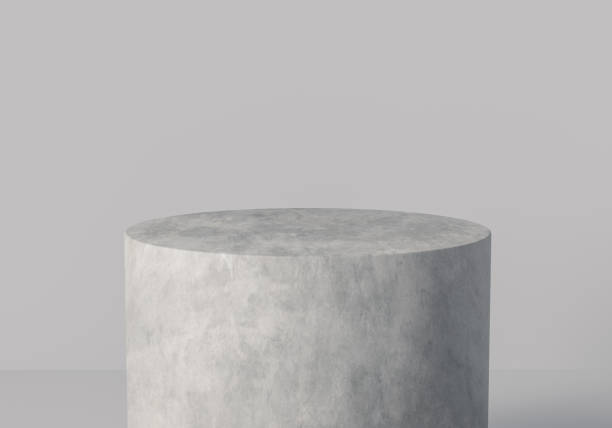 istock Product display platform. One step white stone textured podium isolated. Cylinder display. 3d rendering. 1194236910