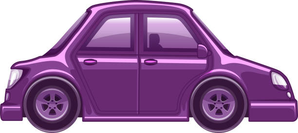 istock Single picture of purple car on white background 1194237177