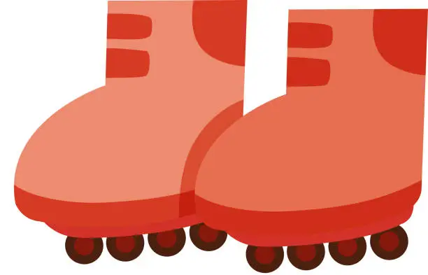 Vector illustration of Isolated pair of rollerskates in red color