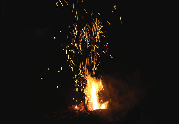 A BONFIRE IN INDIAN FOREST stock photo
