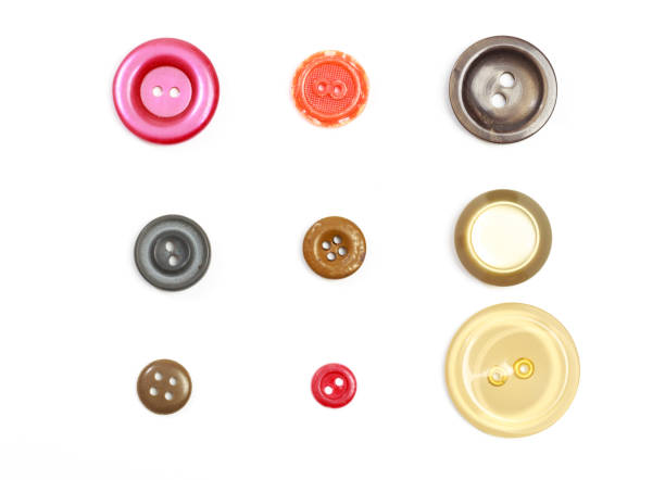 istock Set of vintage cloth button closeup on white background 1194239966