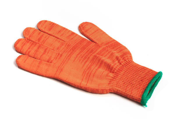 istock Orange work gloves isolated on white background