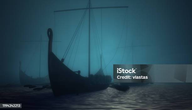 Mavi Gizemli Su Vikingler Gemi Stok Fotoğraflar & Viking‘nin Daha Fazla Resimleri - Viking, Viking Gemisi, Gemi