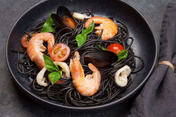 istock Black seafood spaghetti pasta 1194242416