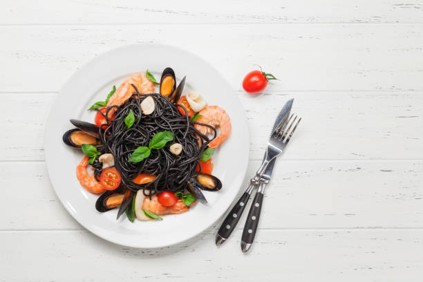 istock Black seafood spaghetti pasta 1194242550
