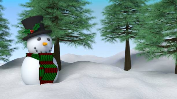 istock 3D Christmas winter landscape 1194243270