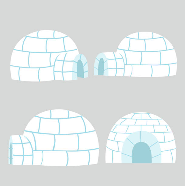 Igloos ice house in flat design vector set Igloos ice house in flat design vector set igloo stock illustrations