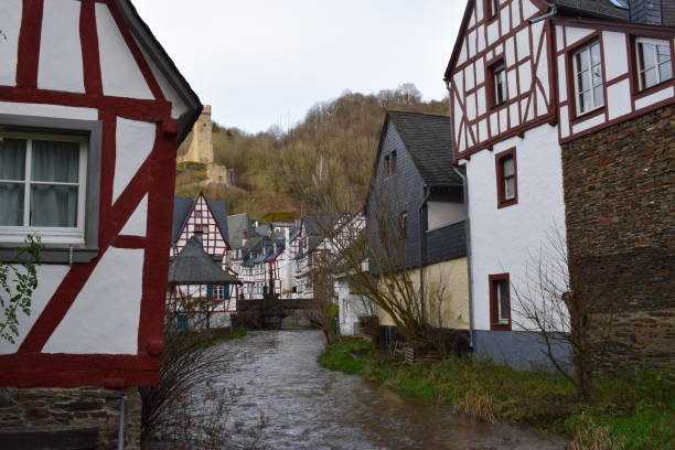 istock river Elz through Monreal in der Eifel, very high water level 1194243964