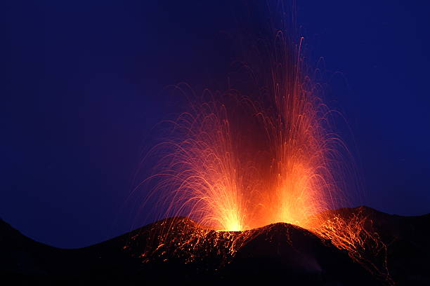 volcano eruption stock photo