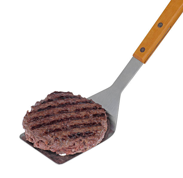 hamburger grillés - spatula photos et images de collection