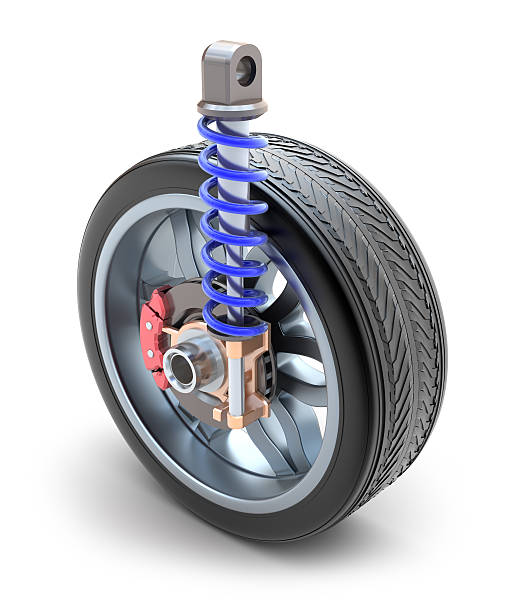istock Wheel, shock absorber and brake pads 119424732