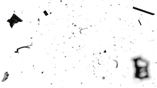 space debris in Earth orbit, dangerous trash isolated on white background